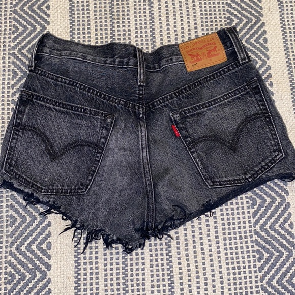 Destroyed Black Levi 501 Shorts - Picture 3 of 5